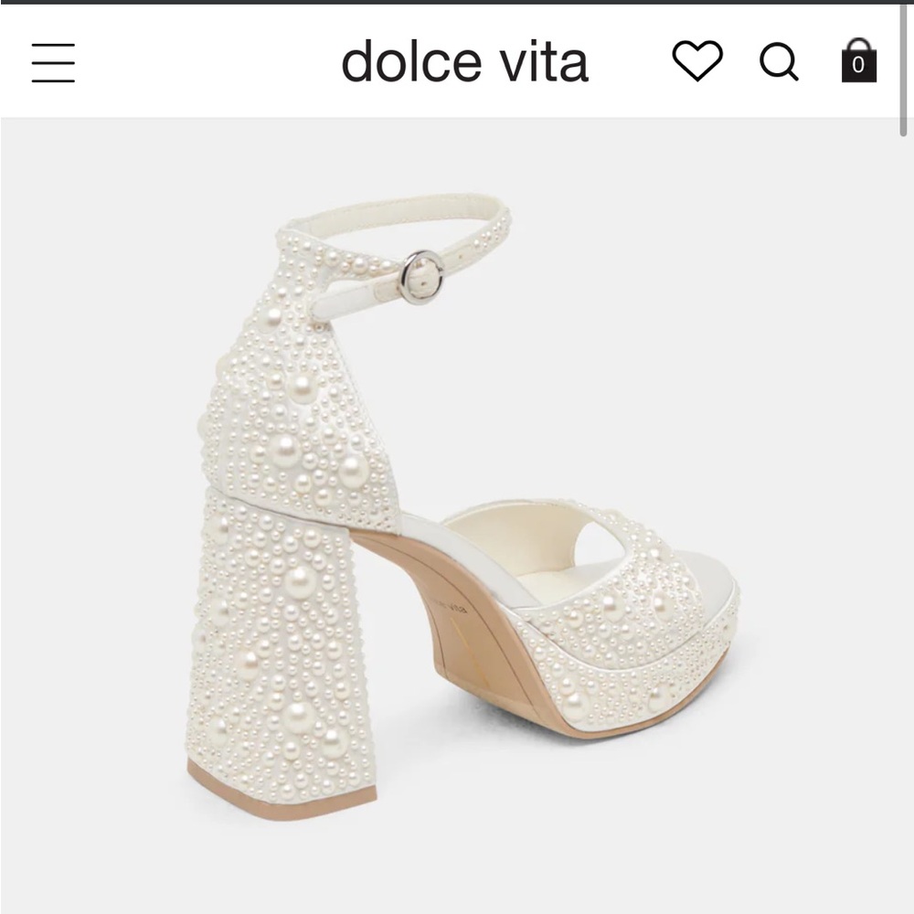 Dolce Vita White Pearl-Studded Heels